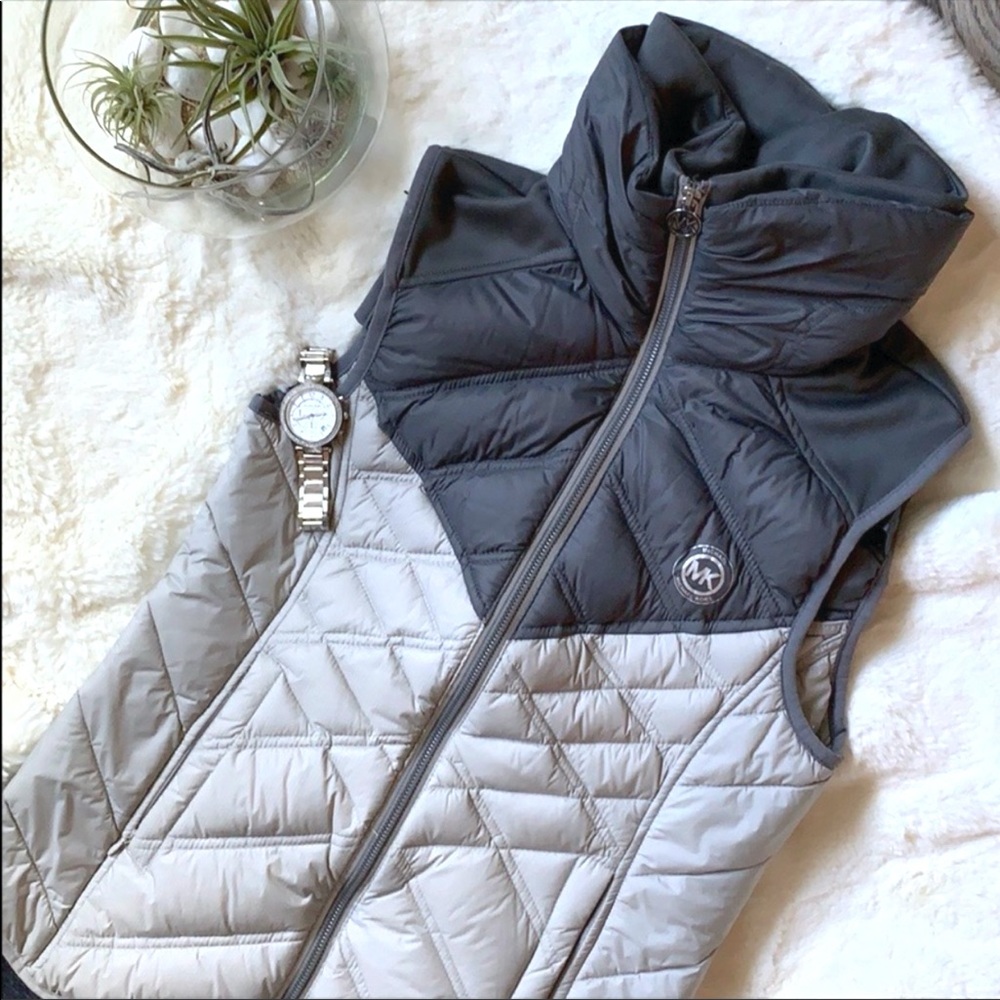 Michael Kors Silver and Gray Down Vest